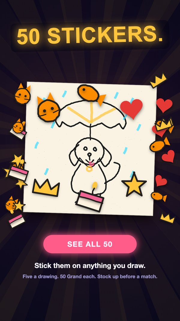 Stickers on a drawing
