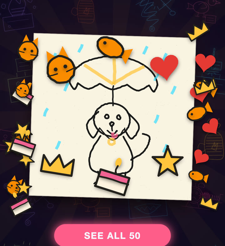 A drawing covered in stickers